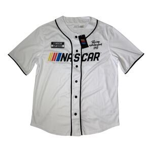 NASCAR Jersey Shirt Men’s Medium White Button Front Racing Cup Series 1948 NWT